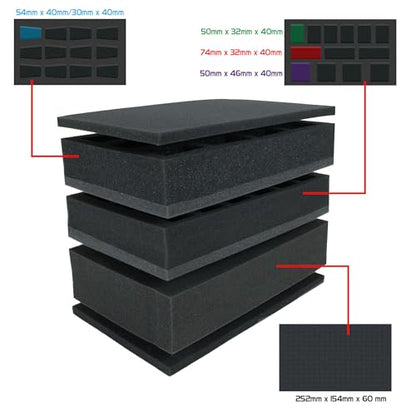 ENHANCE Wide Base Miniature Satchel - Compact Storage & Carrying Case for DnD Miniatures with Strap, 3 Foam Trays (2 Pre-Cut and 1 Pick & Pluck Tray) - Fits Minis 25mm to 40mm (Small - Wide Base) - size: Small (25 Slots), style: Wide Base Minis
