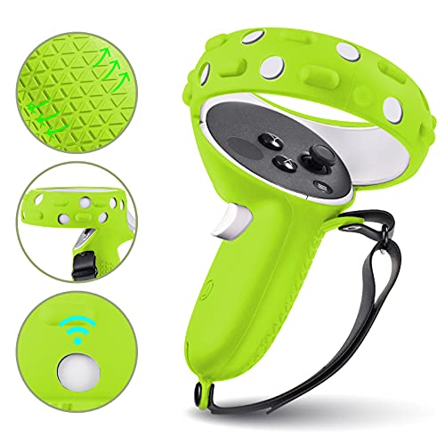 Compatible with Oculus Quest 2 Accessories, for Quest 2 VR Silicone face Cover, VR Shell Cover,for Quest 2 Touch Controller Grip Cover,Protective Lens Cover,Disposable Eye Cover. (Green) - color: Green