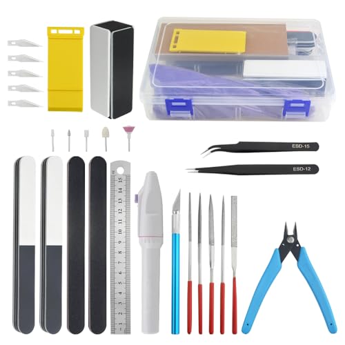 Bigstone 28 PCS Model Tools Kit Hobby Building Tools Craft Set Modeler Basic DIY Tools for Cars, Airplanes, Buildings, Robots Gundam Plastic Models Building Repairing and Fixing