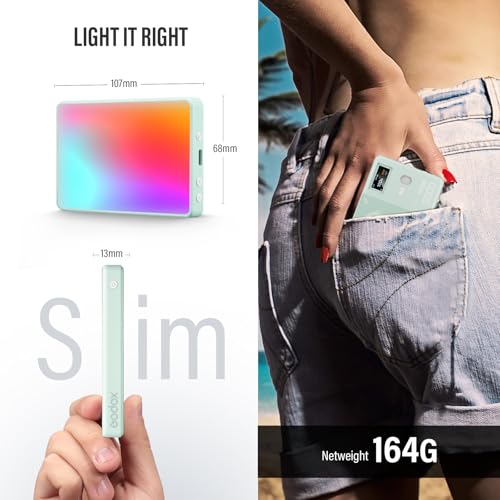 GODOX MA5R LED Fill Light with Soft Diffuser Magnetic Charging Phone Selfie Lighting Mini on Camera Lights 1800K-10000K 14 FX Modes for Selfies, YouTube, TikTok, Vlogging, Video Conferences (Green)