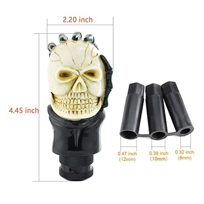 Skull Car Shift Knob Manual Gear Lever Stick Shifter Handle | Weighted Resin Skull Head Gear Shift Grip, Hot Rod Style Racing Modification Fit Most Manual Transmission Vehicles, Beige - color: Beige