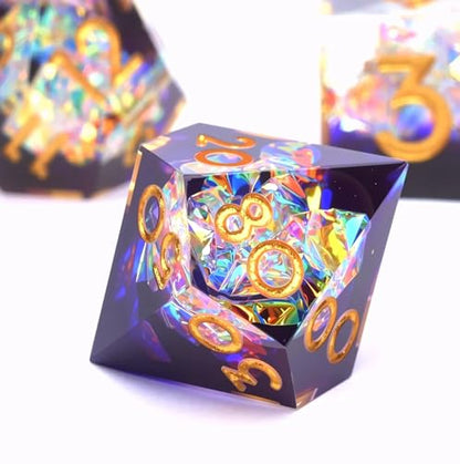 Dungeons and Dragons dice Set D&D, Polyhedron DND Resin dice Set, Used for Role-Playing dice Magic Pathfinder Game DND dice Set (7 Pieces) - color: S Zhi +Elegant Purple