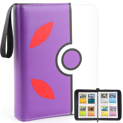 Collectible Trading Card Binder, 400 Pockets Card Holder with 50 Removable Sleeves, Portable Collection Binder Album Book Case Storage, Zipper Card Protective Sleeves for TCG, Sports Card - color: Master Purple
