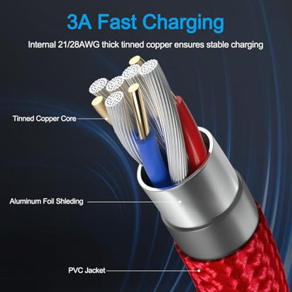 Micro USB Cable Android Charger for Amazon Kindle Fire HD 10 8 Tablet - Old Models,PS4 Controller Charging Cord for Samsung Galaxy S7 S6 J7 Edge Phone,Braided USB A to Micro B Wire Replacement 3FT