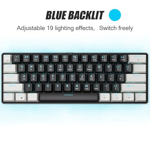 abucow 60% Mechanical Gaming Keyboard Brown Switch Wired Compact Keyboard Anti-Ghosting No-Conflict 61 Swappable keycaps Ergonomic Design for Windows/Mac (White-Black) - color: White-Black