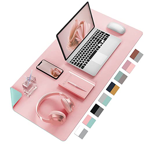 Desk Mat Large Protector Pad - Multifunctional Dual-Sided Office Desk Pad,Smooth Surface Soft Mouse Pad, Waterproof Desk Mat for Desktop, Pu Leather Desk Cover for Office/Home(Pink, 31.5" x 15.7") - color: Pink, size: 31.5" x 15.7"