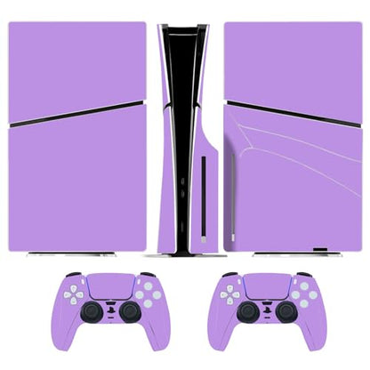 Solid Color Skin Wrap Compatible with PS5 Slim Disc Edition (Purple) | Console Cover Protective Sticker, Game Controller Vinyl Wrap - color: Purple