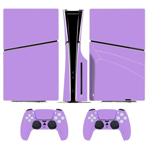 Solid Color Skin Wrap Compatible with PS5 Slim Disc Edition (Purple) | Console Cover Protective Sticker, Game Controller Vinyl Wrap - color: Purple