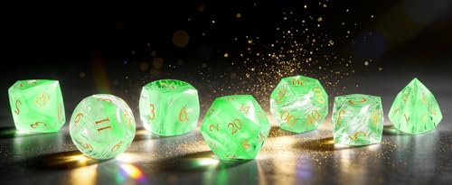 Natural Gemstone Crystal Polyhedral Dice Set for Dungeons and Dragons, RPG, Tabletop Games, 7-Piece (LS-2) - color: Ls-2