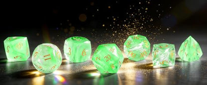 Natural Gemstone Crystal Polyhedral Dice Set for Dungeons and Dragons, RPG, Tabletop Games, 7-Piece (LS-2) - color: Ls-2