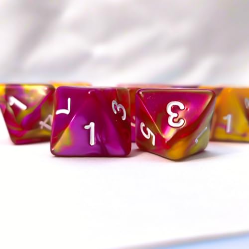 10 PCS D8 8 Sided Dice Set, Polyhedral Number Game Dice for DND RPG MTG Board Game Party Tabletop Accessories (Rose + Gold) - color: Rose + Gold