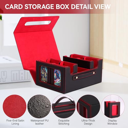 Trading Card Storage Box for MTG Commander, Deck Case with Clear Display Window, Magnetic Closure & Card Dividers for TCG Cards