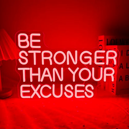 Allball Be Stronger Than Your Excuses Neon Sign, Gym Neon Light Motivational Sign USB Powered LED Dimmable, for Gym Office Classroom Bedroom Bar Gymnastic Athletes Sign(15.7 * 10.6 In) - color: Red4