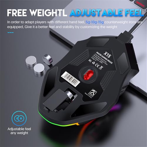 RGB Wired Gaming Mouse with High-Precision 12,800 DPI Adjustment, Customizable RGB Lighting, 12 Programmable Buttons, Ergonomic Comfort Grip Design,for Windows Computer Gamer