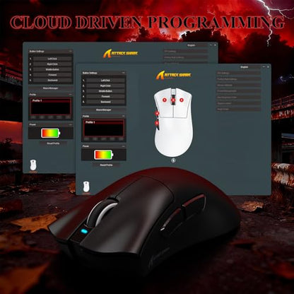 MAMBASNAKE Attack Shark V3 PRO 62g Superlight Wireless Gaming Mouse,RGB Magnetic Charging Dock,BK52820 Tri-Mode BT/2.4G Wireless/Wired Mouse,25000DPI,500mAh,5 Programmable Buttons for Pc/Mac,Black - color: Black