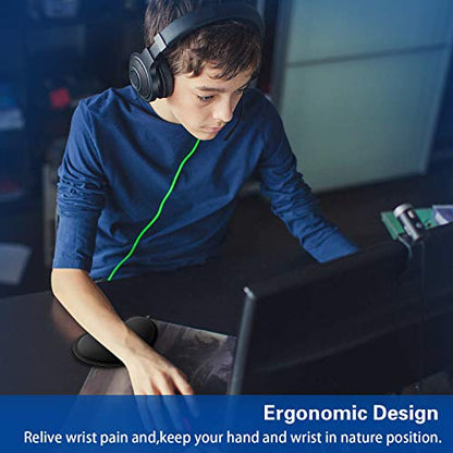 Mouse Wrist Rest, Canjoy 2 Pack Wrist Rest for Mouse Memory Foam Wrist Pad | Soft Fabric Mouse Wrist Rest Pad Support Cushion with Anti-Skid Rubber Base,Ergonomic Pain Relief Mouse Hand Rest (Black) - color: Black