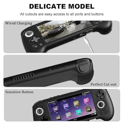Silicone Protective Case for RG556, Only Compatible with Anbernic RG 556 Handheld Game Console Anti-Scratch Washable Soft Skin Case (Black) - color: Black