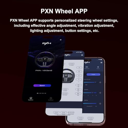 PXN Racing Wheel, 270&900° V9 Gen2 Gaming Steering Wheel | 3 Pedals, H Shifter, APP Support, Vibration Feedback, for PC, PS4, Xbox One, Xbox Series X/S