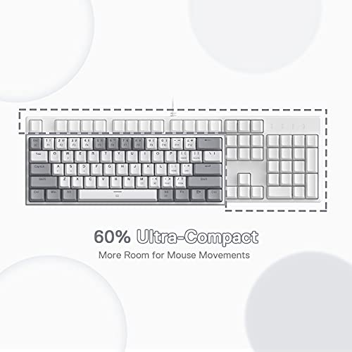 Redragon K617 Fizz 60% Wired RGB Gaming Keyboard, 61 Keys Hot-Swap Compact Mechanical Keyboard w/White and Grey Color Keycaps, Linear Red Switch, Pro Driver/Software Supported - color: Grey