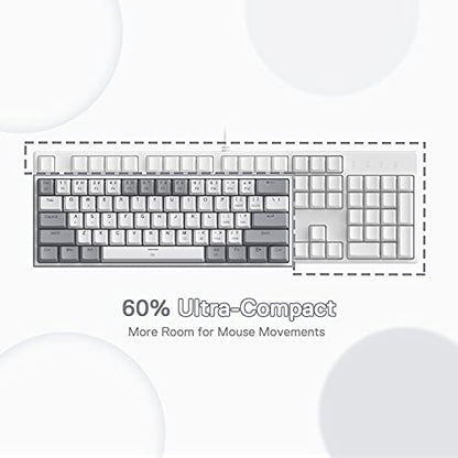 Redragon K617 Fizz 60% Wired RGB Gaming Keyboard, 61 Keys Hot-Swap Compact Mechanical Keyboard w/White and Grey Color Keycaps, Linear Red Switch, Pro Driver/Software Supported - color: Grey