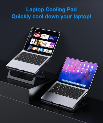 MOKURU Laptop Cooling Pad, Laptop Cooler with 6 Quiet Fans Up to 17.3 Inch Heavy Notebook Cooler Stand, 8 Levels of Tilt, Two Levels of Height Adjustable (Black)