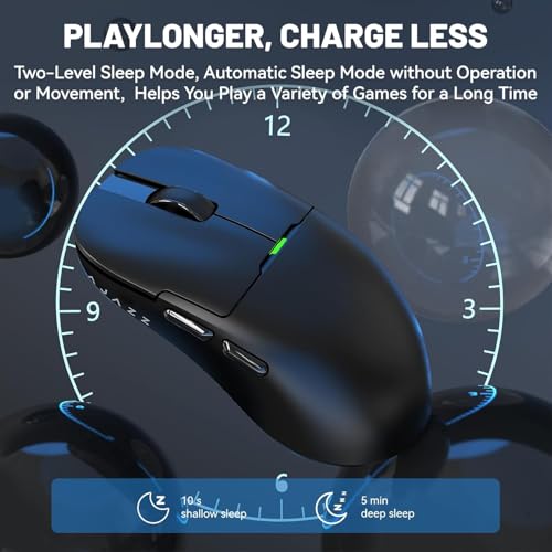 ATTACK SHARK x Ajazz AJ159P Gaming Mouse with Magnetic RGB Charging Dock,2.4G Wireless Gaming Mouse PAW3395 Sensor 26K DPI,1K Polling,6 Programmable Buttons,Ergonomic Computer Mice USB3.0 for PC/MAC - color: AJ159P Black