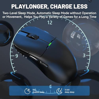 ATTACK SHARK x Ajazz AJ159P Gaming Mouse with Magnetic RGB Charging Dock,2.4G Wireless Gaming Mouse PAW3395 Sensor 26K DPI,1K Polling,6 Programmable Buttons,Ergonomic Computer Mice USB3.0 for PC/MAC - color: AJ159P Black