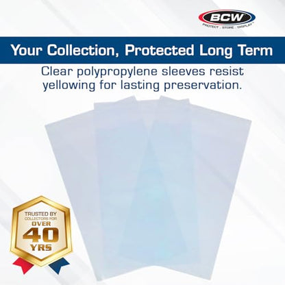 BCW Resealable Graded Card Sleeves | 200 Pack | Universal Fit for PSA, Beckett, SGC & More | Acid-Free Archival Polypropylene | 3¾ x 5½ with 1” Flap - style: 200 Pack