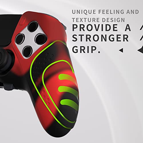 PlayVital Guardian Edition Anti-Slip Ergonomic Silicone Cover Case for ps5 Edge Controller, Soft Rubber Protector Skin for ps5 Edge Wireless Controller with Thumb Grip Caps - Red & Black - color: Red & Black