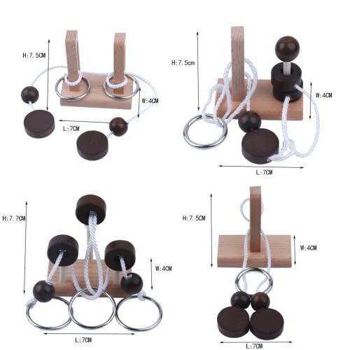 Brain Teaser Puzzle Wooden Threading Rope Loop Puzzle Luban Lock Brain Teaser Game Adult Kids Toy Puzzles for Adults (16) - size: 16