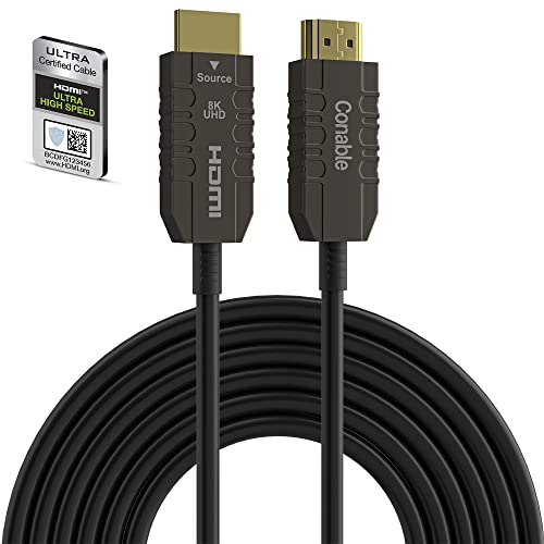 Certified 8K Fiber Optic HDMI 2.1 Cable 50 FT, Real HDMI® Cable, Ultra HD, 48Gbps, Supports 8K@60Hz, 4K@120Hz, Dynamic HDR, HDCP 2.2&2.3, Dolby, eARC for Xbox, Series X, Laptop, Switch, PS5, UHD TV - size: 50FT, style: 1 Pack