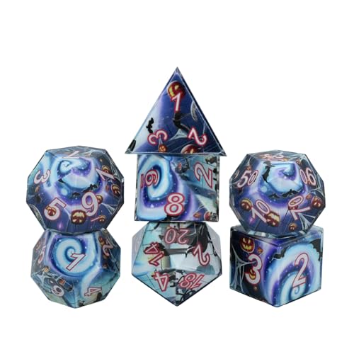 7PCS RPG Dice Set, Premium Resin Polyhedral Dice with Cyclone Pumpkin Bat Design, Complete Tabletop RPG Dice, Ideal Gaming Gift(Cyclone) - style: Cyclone