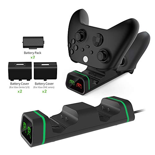 Controller Charging Station for Xbox One, Controller Charger with 2 x 800mAh Rechargeable Battery Packs Compatible for Xbox One/One X/One S/Elite Wireless Controllers…