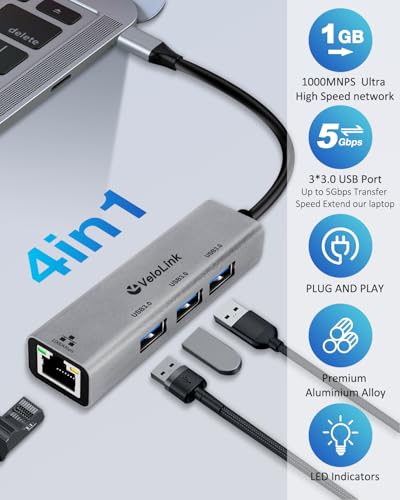 USB to Ethernet Adapter,Ethernet to USB,USBA to RJ45 for Nintendo Switch 2,Gigabit Ethernet Adapter, LAN Network for Laptop, MacBook,Chromebook,Surface, Desktop,PC and More (USB A with 3.0HUB) - size: USB A with 3.0HUB