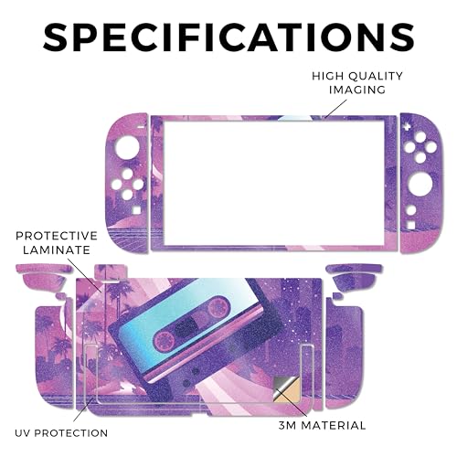 Glossy Glitter Gaming Skin Compatible with Nintendo Switch 2 Console Only - 80s Cassette - Premium 3M Vinyl Protective Wrap Decal Cover - Easy to Apply | Crafted in The USA by MightySkins - color: 80s Cassette, size: Switch 2 Console Skin Only, style: Glo