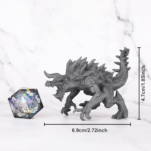 AUSPDICE 32mm DND Monster Miniature The Legendary Devourer, S14 | 1:50 Scale Fantasy Beast with Horned Head, Spiked Back, Open Jaws and Clawed Limbs for Dungeons and Dragons Tabletop RPGs