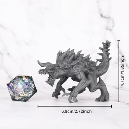 AUSPDICE 32mm DND Monster Miniature The Legendary Devourer, S14 | 1:50 Scale Fantasy Beast with Horned Head, Spiked Back, Open Jaws and Clawed Limbs for Dungeons and Dragons Tabletop RPGs