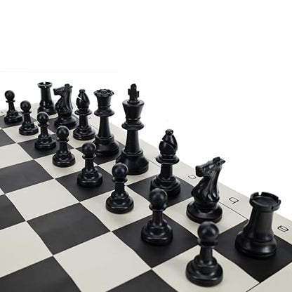 WE Games Color Bright Plastic Staunton Tournament Chess Pieces with 3.75 in. King - Half Chess Set of Chess Pieces Only, Black - color: Black