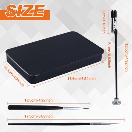 Metal Painting Stand Base Holder and 12pcs Magnetic Bendable Alligator Clip Sticks and 15 Pieces Clean Brush Set Modeling Tools for Airbrush Spray,Gundam Hobby Model Parts Assemble