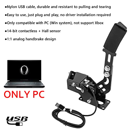 Supllueer USB Handbrakes, 14Bit PC Handbrake with Clamp Only PC Windows Systems with Simulation Racing Games fit for G25 G27 G29 T500,FANATECOSW Dirt Rally Windows