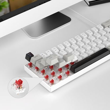 MageGee Portable 60% Mechanical Gaming Keyboard, MK-Box LED White Backlit Compact 68 Keys Mini Wired Office Keyboard with Red Switch for Windows Laptop PC Mac - Grey - color: White Grey/Red Switch