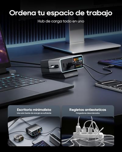 CUKTECH 30 Ultra Desktop Charging Station, 300W Max DC and 140W USB C Charger, 5-Port Fast GaN Charger, Compatible with iPhone, Galaxy, MacBook, Razer, Dell for Home Office, Gaming Desk Accessories