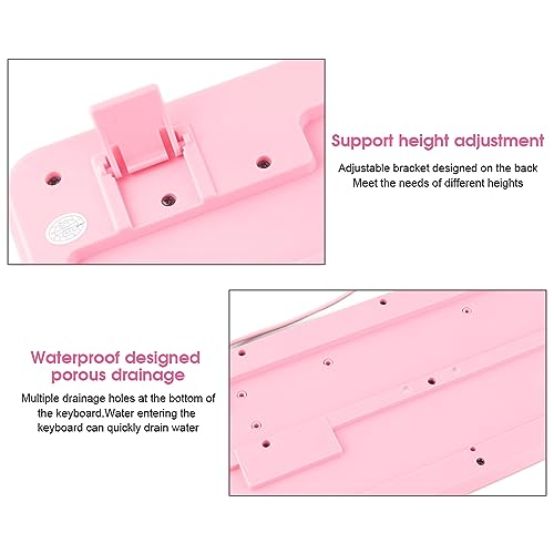Aramox Silent Keyboard, USB Wired Mechanical Membrane Keyboard with Adjustable Bracket, 104 Keys QWERTY Layout for Laptop Home Office Gaming (Pink) - color: Pink