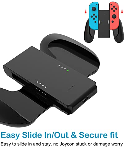 KINVOCA Charging Grip with 2000mAh Battery, 2-in-1 Comfort Grip for Nintendo Switch Controller, Controller Charger with 32in USB-C Cable, Power & Charge Indicators, Overcharge Protection - size: Grip for Original Controller ONLY(2000mAh Battery)