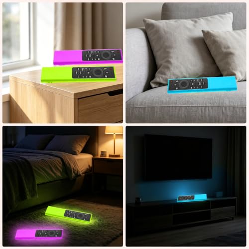 3Pack Remote Cover for Samsung Smart TV，Protective Silicone Case for Samsung Remote Control BN59-01357 BN59-01385 BN59-01265A, Anti-Slip Silicone Sleeve Skin CAN Glow in The Dark Blue Purple Green