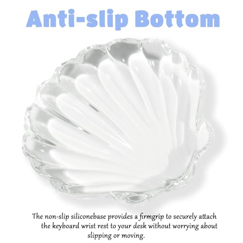 Gel Wrist Rest for Keyboard and Mouse Transparent Shell Keyboard Wrist Rest Ergonomic Cute White Clear Cool Seashell Mouse Wrist Pad Silicone Non-Slip Support for Computer Gaming Home Office - color: Seashell White