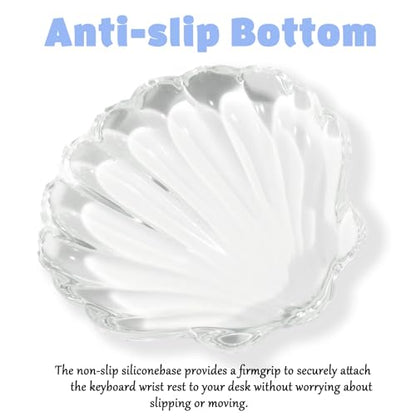 Gel Wrist Rest for Keyboard and Mouse Transparent Shell Keyboard Wrist Rest Ergonomic Cute White Clear Cool Seashell Mouse Wrist Pad Silicone Non-Slip Support for Computer Gaming Home Office - color: Seashell White