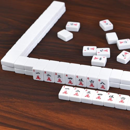 ZGME American Mahjong Set,166 White Tiles with Blue Bag and Accessories,4 Transparent All-in-One Mahjong Racks with Pushers,Complete Mahjong Set - color: Deep Blue