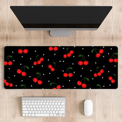 Mousepad Desk Mat Gaming Large Keyboard Cute Office Desktop Computer Laptop Cherry XXL Long Giant Big Kawaii Aesthetic Girly Pretty Design Women Girl Gamer Oversized Wide 30x12'' Mousepad - color: Cherry