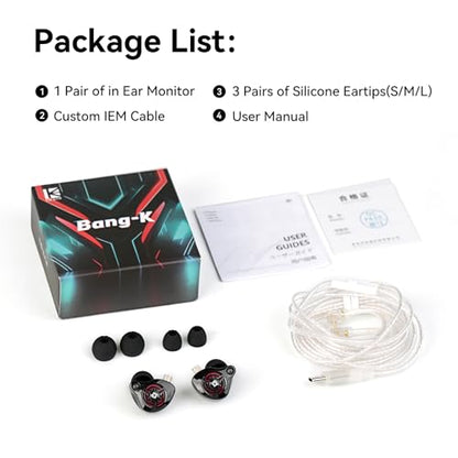2026 Latest erabuds,KBEAR BK1 Wired Gaming Earbuds,10mm Single DD in Ear Monitor,HiFi Headset Wired Earbuds IEM Earphones with Detachable Cable for Gaming/Music/Video (White, 3.5 with mic) - color: F
